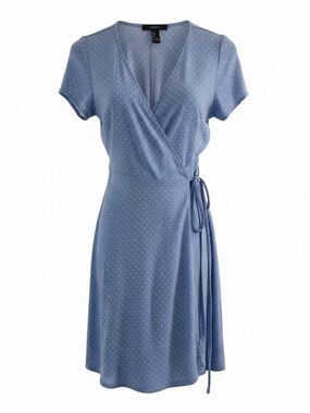 Forever 21 Light Blue Polka Dot Wrap Dress